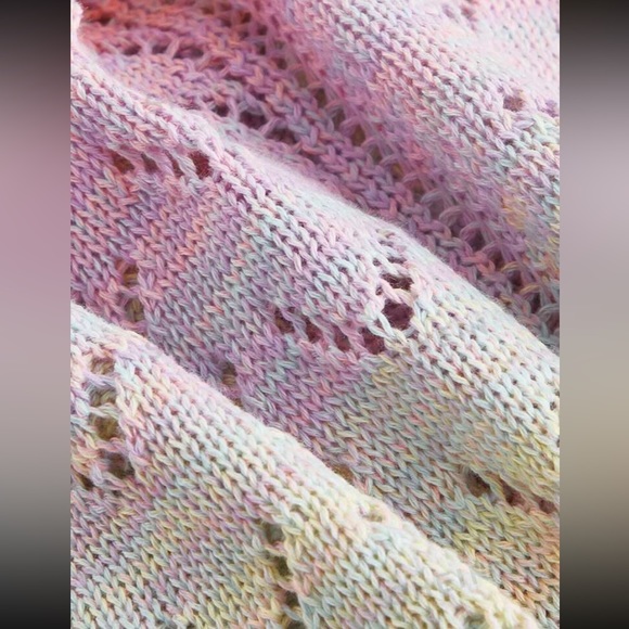 Dainty Multi Cable Knit Tie Dye Ombre Pointelle Cardigan Mult Sizes New - Picture 5 of 6